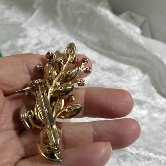 Vintage 80's floral brooch aurora borealis stones 1.1899 - Picture 5 of 16